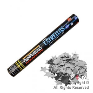 LANZAPAPELITOS 40 CM ESTRELLA METALIZADA PLATEADA x 1